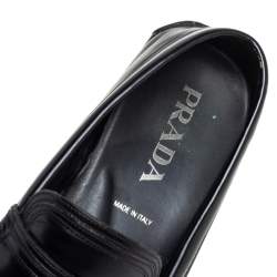 مملوكة مسبقًا Prada Black Leather Penny Slip On Loafers Size 42.5