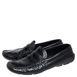 مملوكة مسبقًا Prada Black Leather Penny Slip On Loafers Size 42.5