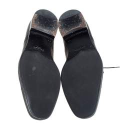 Pre Owned حذاء برادا أوكسفورد جلد سافيانو أسود برباط مقاس 43.5