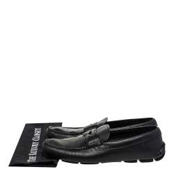 Pre Owned Prada Black Leather Slip On Loafers Size 42.5