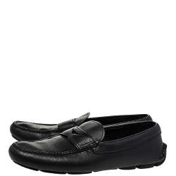 Pre Owned Prada Black Leather Slip On Loafers Size 42.5
