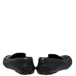 Pre Owned Prada Black Leather Slip On Loafers Size 42.5