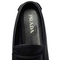 Pre Owned Prada Black Leather Slip On Loafers Size 42.5