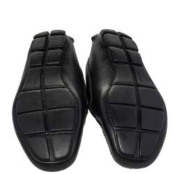 Pre Owned Prada Black Leather Slip On Loafers Size 42.5