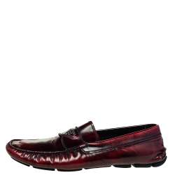 Prada Burgundy Leather Slip on Loafers Size 44.5