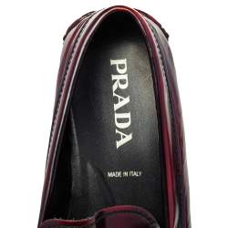 Prada Burgundy Leather Slip on Loafers Size 44.5