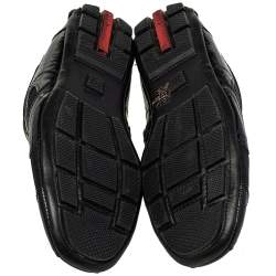 Prada Black Mesh And Patent Leather Low Top Sneakers Size 44