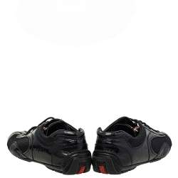 Prada Black Mesh And Patent Leather Low Top Sneakers Size 44