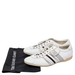 Prada White Leather Low Top Sneakers Size 44