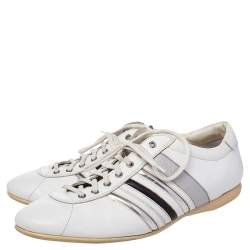 Prada White Leather Low Top Sneakers Size 44