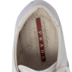 Prada White Leather Low Top Sneakers Size 44