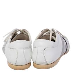 Prada White Leather Low Top Sneakers Size 44