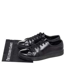 Prada Black Leather Low Top Sneakers Size 42