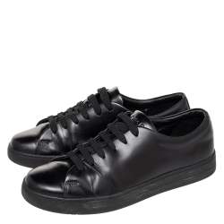 Prada Black Leather Low Top Sneakers Size 42