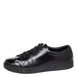 Prada Black Leather Low Top Sneakers Size 42