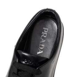 Prada Black Leather Low Top Sneakers Size 42