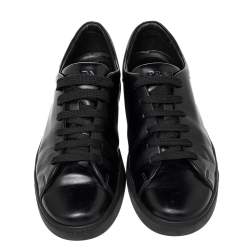 Prada Black Leather Low Top Sneakers Size 42