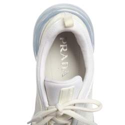 Pre Owned Prada White Knit Fabric And Rubber Cloudbust Air Low Top Sneakers Size 39.5