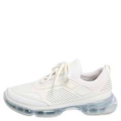Pre Owned Prada White Knit Fabric And Rubber Cloudbust Air Low Top Sneakers Size 39.5