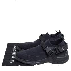 Pre Owned Prada Black Nylon Slip On Velcro Sneakers Size 40