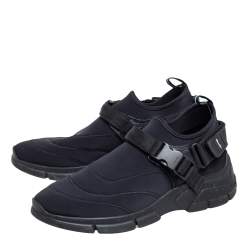Pre Owned Prada Black Nylon Slip On Velcro Sneakers Size 40