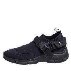 Pre Owned Prada Black Nylon Slip On Velcro Sneakers Size 40