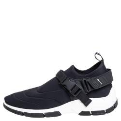 Pre Owned Prada Black Nylon Slip On Velcro Sneakers Size 42