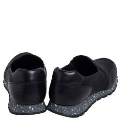 Prada Black Leather and Canvas Slip On Sneakers Size 43