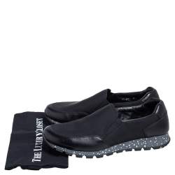 Prada Black Leather and Canvas Slip On Sneakers Size 43