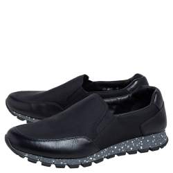 Prada Black Leather and Canvas Slip On Sneakers Size 43
