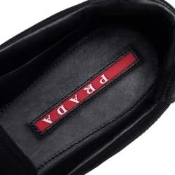 Prada Black Leather and Canvas Slip On Sneakers Size 43