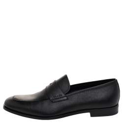 مملوكة مسبقًا Prada Black Saffiano Leather Penny Slip On Loafers Size 42