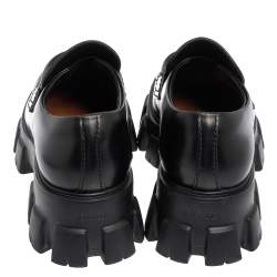 Prada Black Patent Leather Monolith Chunky Loafers Size 42.5
