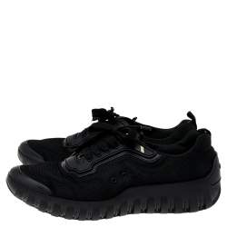 مملوكة مسبقًا حذاء رياضي برادا سبورت جلد وشبك أسود عنق منخفض مقاس 42 