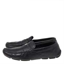Prada Black Leather Slip On Loafers Size 42.5