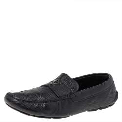 Prada Black Leather Slip On Loafers Size 42.5