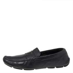 Prada Black Leather Slip On Loafers Size 42.5