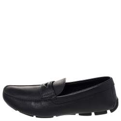 Prada Black Leather Penny Slip On Loafers Size 43