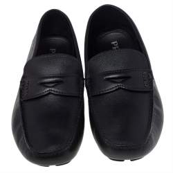 Prada Black Leather Penny Slip On Loafers Size 43