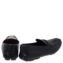 Prada Black Leather Penny Slip On Loafers Size 43