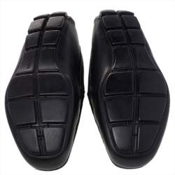 Prada Black Leather Penny Slip On Loafers Size 43