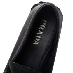 Prada Black Leather Penny Slip On Loafers Size 43