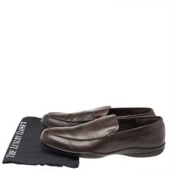 Prada Brown Leather Slip On Loafers Size 43.5