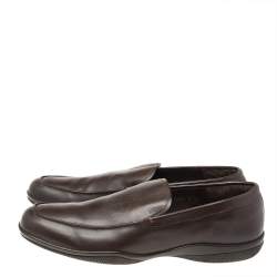 Prada Brown Leather Slip On Loafers Size 43.5