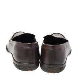 Prada Brown Leather Slip On Loafers Size 43.5