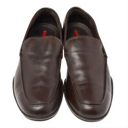 Prada Brown Leather Slip On Loafers Size 43.5