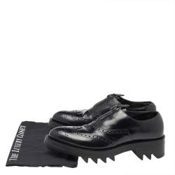 Prada Black Leather Brogue Zipper Platform Oxfords Size 41