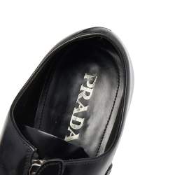 Prada Black Leather Brogue Zipper Platform Oxfords Size 41