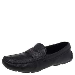 Prada Black Leather Slip On Loafers Size 41