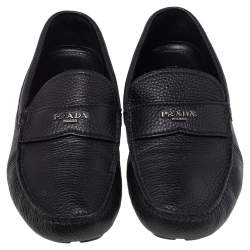 Prada Black Leather Slip On Loafers Size 41